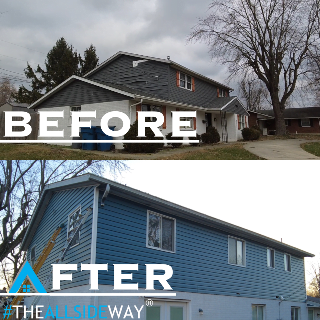 Two images of a house, one labeled 