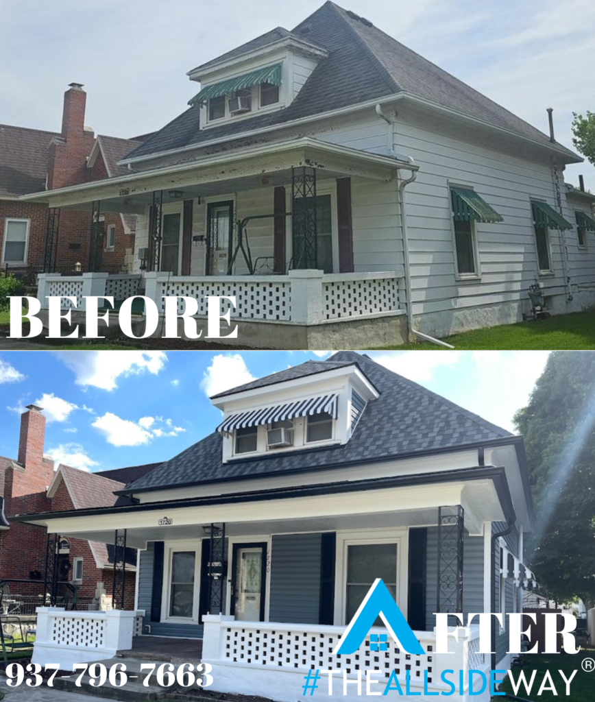 Witness the stunning transformation in these before and after images showcasing updated siding and roof.