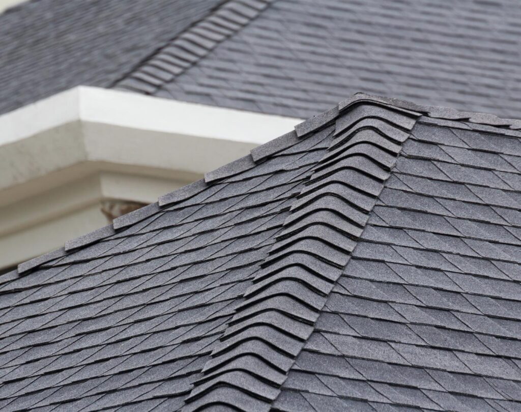 Close-up of a gray shingle roof in Butler County, OH, highlighting the detailed texture and design of this roofing project.